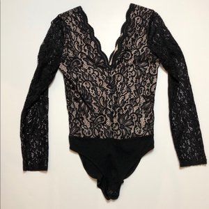Sexy Black and Nude Lace Bodysuit from Express